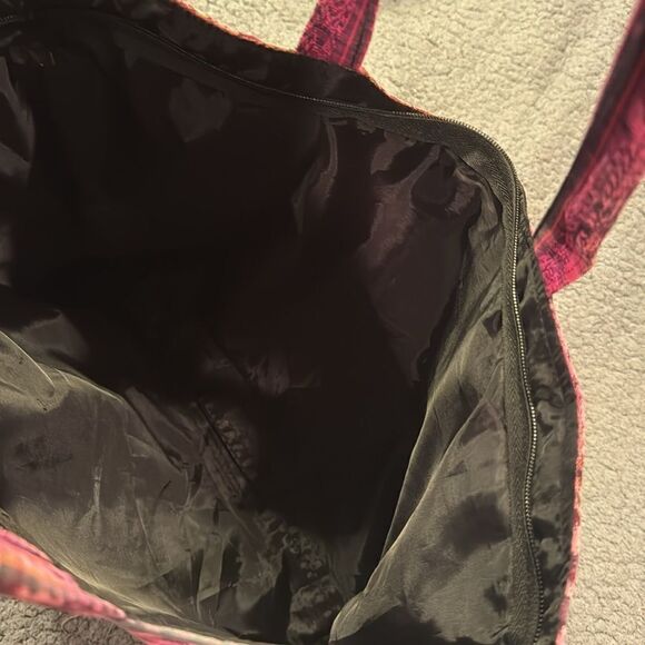 Boho Crocheted Tote Bag Shoulder Bag Beach Tote Overnight Open Inside Zip - Picture 8 of 9